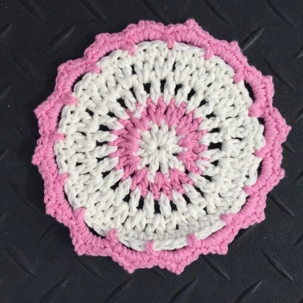 Crochet Handmade Dish Wash Cloths Pot Trivet Lot of Five (5) Cotton Poly Blend